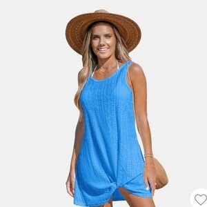 Blue Sleeveless Swim Cover-Up